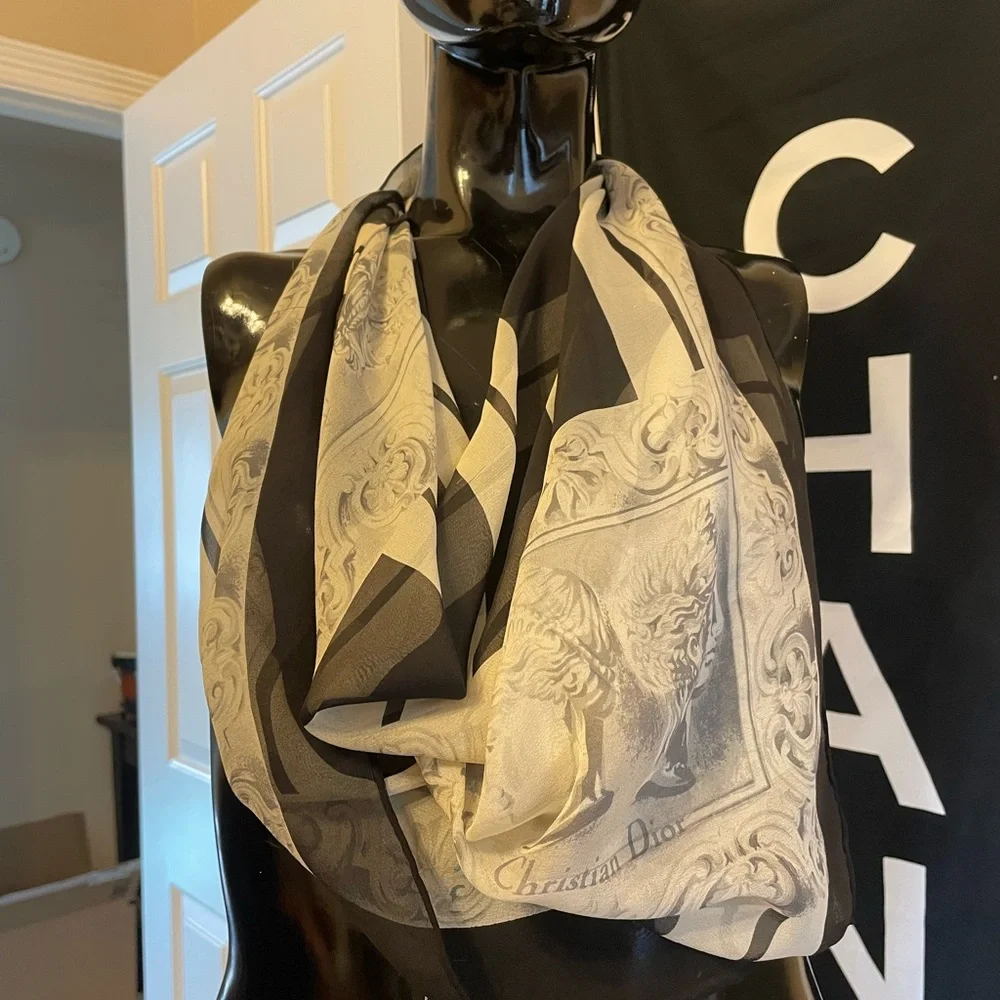 Rare Christian Dior silk chiffon scarf wrap Greek Roman